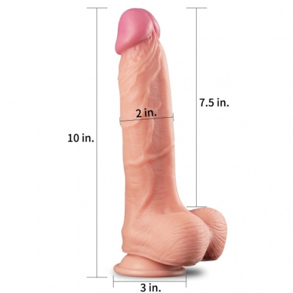 10" Dual Layer Silicone Cock - Flesh：圖片 10