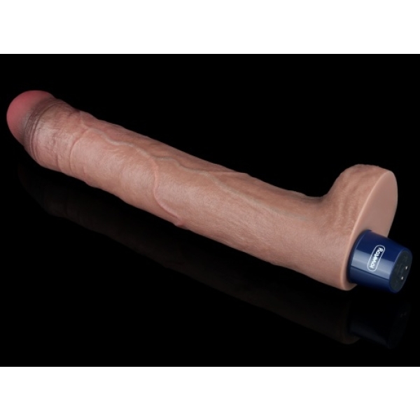 10.5" Real Softee Vibro Dildo - Brown - Image 7