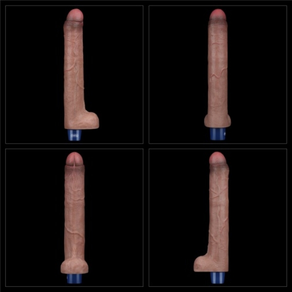 10.5" Real Softee Vibro Dildo - Brown - Image 8