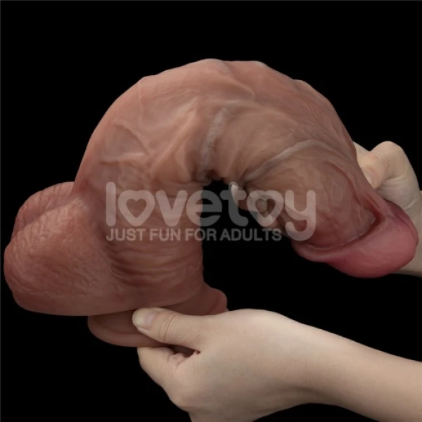 10.5" XXL Dual Layered Cock - Brown - Image 5