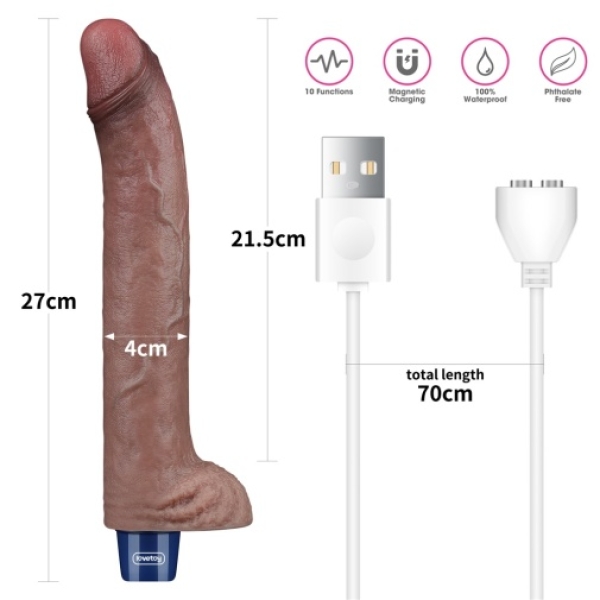 11" Real Softee Vibro Dildo - Brown：圖片 13