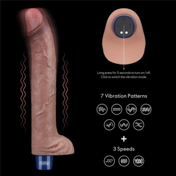 11" Real Softee Vibro Dildo - Brown：圖片 4