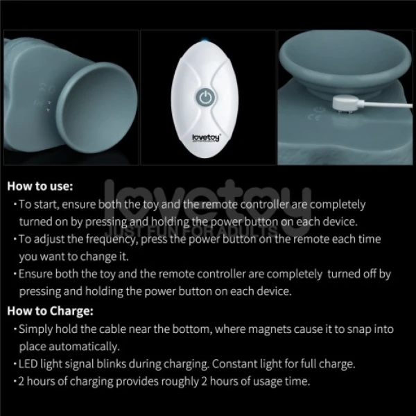 11" Thrusting Vibro Dildo - Blue - Image 13