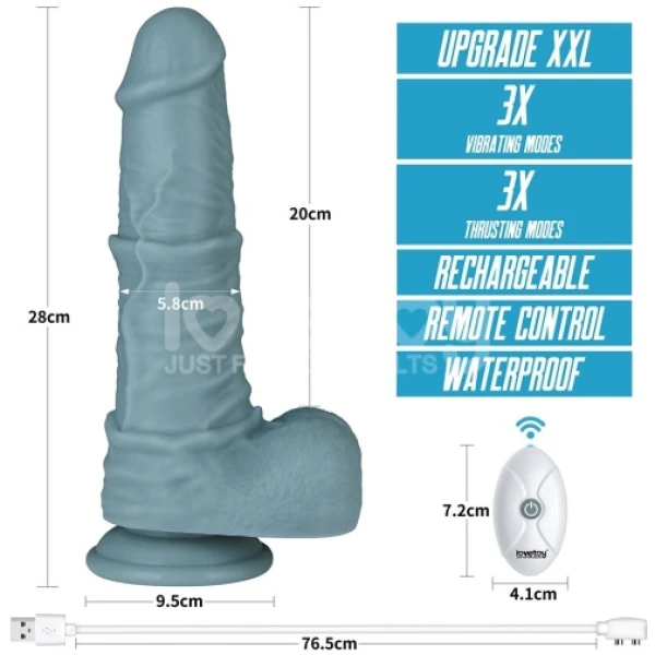 11" Thrusting Vibro Dildo - Blue - Image 14