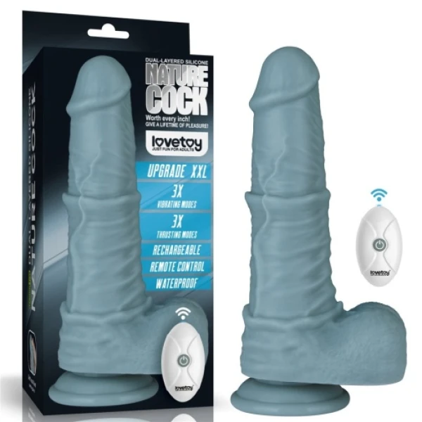 11" Thrusting Vibro Dildo - Blue - Image 15