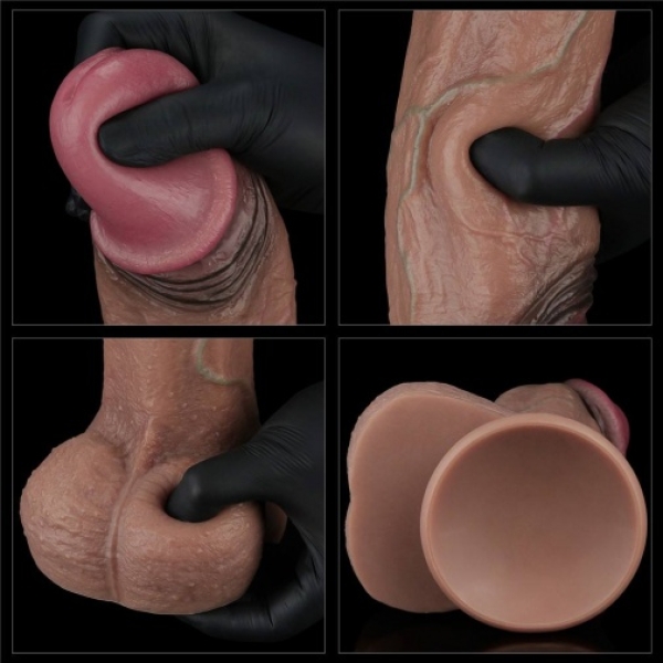 11" XXL Dual Layered Cock - Brown - Image 8