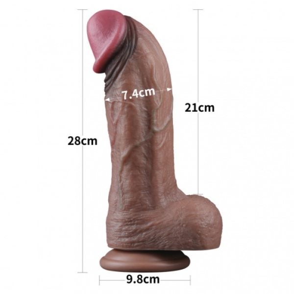 11" XXL Dual Layered Cock - Brown - Image 9
