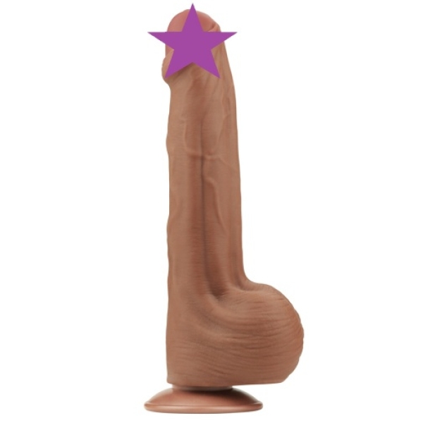 11.5" Sliding Skin Dildo - Brown - Image 2