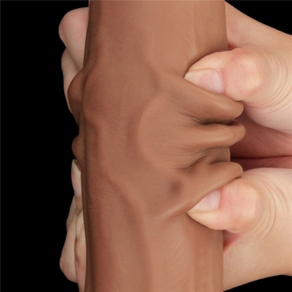 11.5" Sliding Skin Dildo - Brown - Image 3