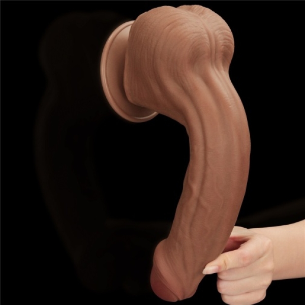 11.5" Sliding Skin Dildo - Brown - Image 4