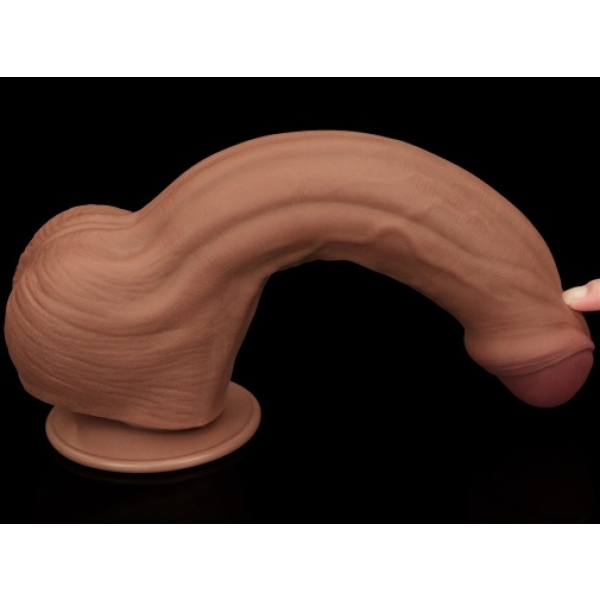 11.5" Sliding Skin Dildo - Brown - Image 5