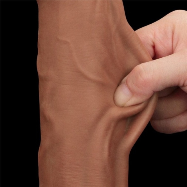 11.5" Sliding Skin Dildo - Brown - Image 6