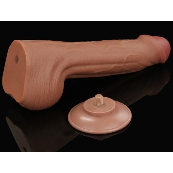 11.5" Sliding Skin Dildo - Brown - Image 8