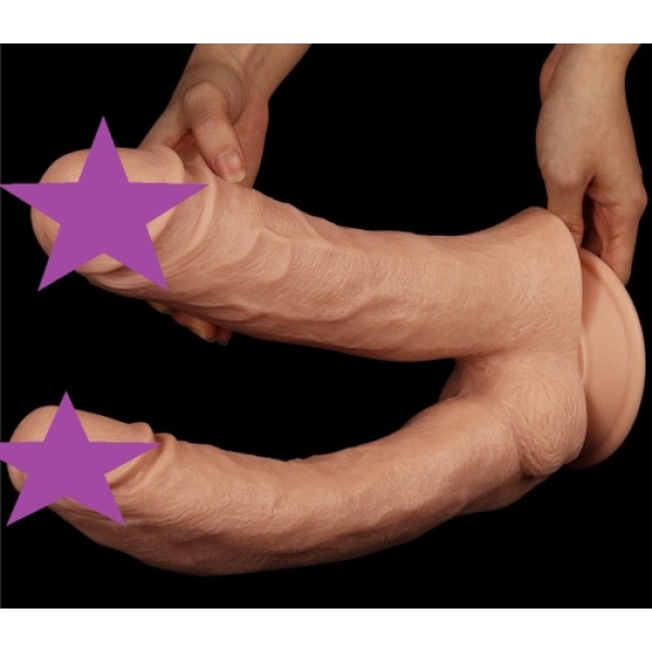 12" Mega Double Dildo - Flesh - Image 2