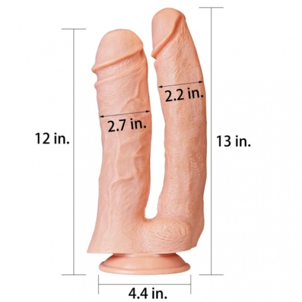 12" Mega Double Dildo - Flesh - Image 11