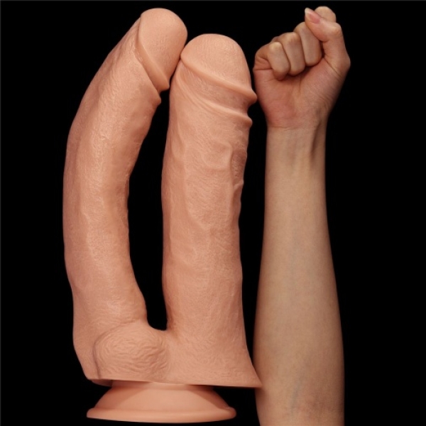 12" Mega Double Dildo - Flesh - Image 3