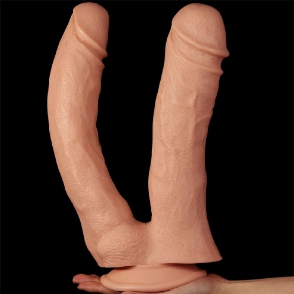 12" Mega Double Dildo - Flesh - Image 4