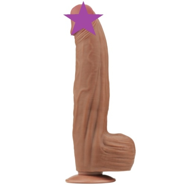 12" Sliding Skin Dildo - Brown - Image 2