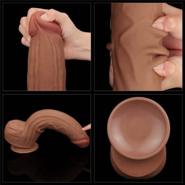 12" Sliding Skin Dildo - Brown - Image 12