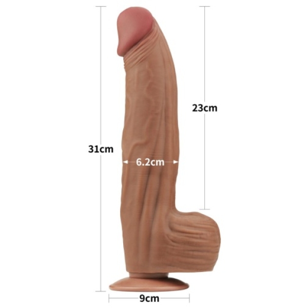 12" Sliding Skin Dildo - Brown - Image 13