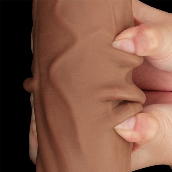 12" Sliding Skin Dildo - Brown - Image 3