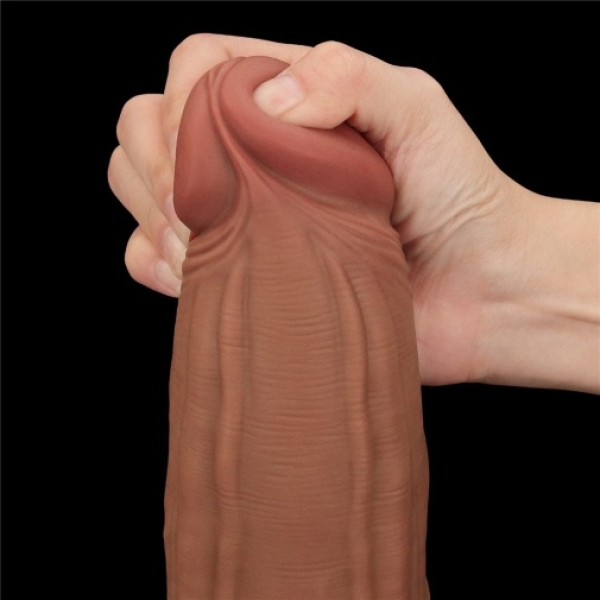 12" Sliding Skin Dildo - Brown - Image 5