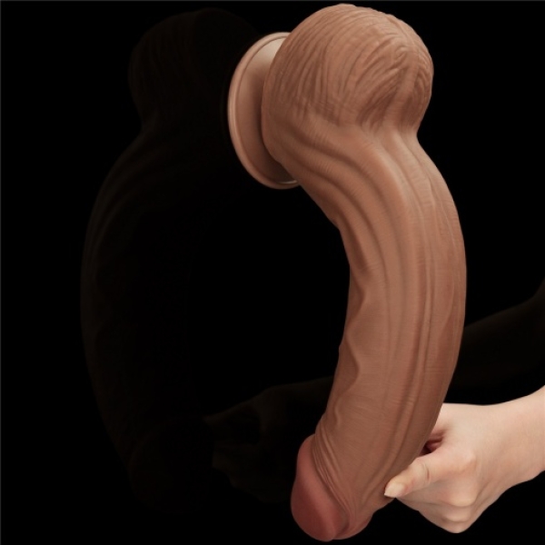 12" Sliding Skin Dildo - Brown - Image 6