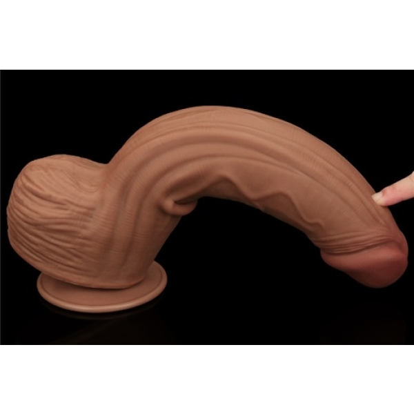 12" Sliding Skin Dildo - Brown - Image 7