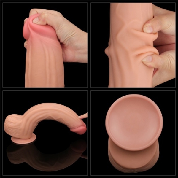 12" Sliding Skin Dildo - Flesh - Image 12