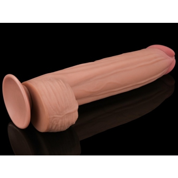 12" Sliding Skin Dildo - Flesh - Image 9
