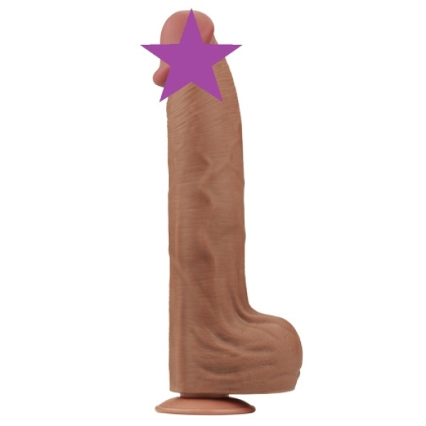 14" Sliding Skin Dildo - Brown - Image 2