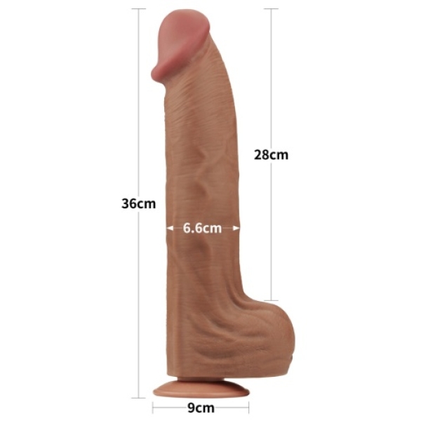 14" Sliding Skin Dildo - Brown - Image 11