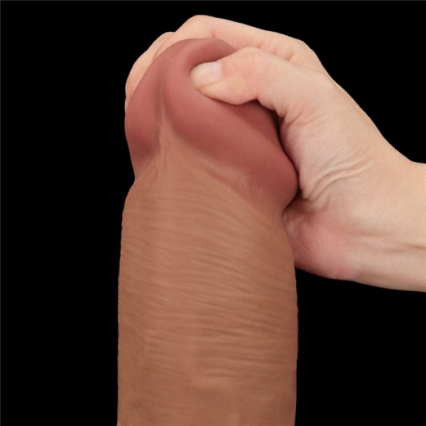 14" Sliding Skin Dildo - Brown - Image 5