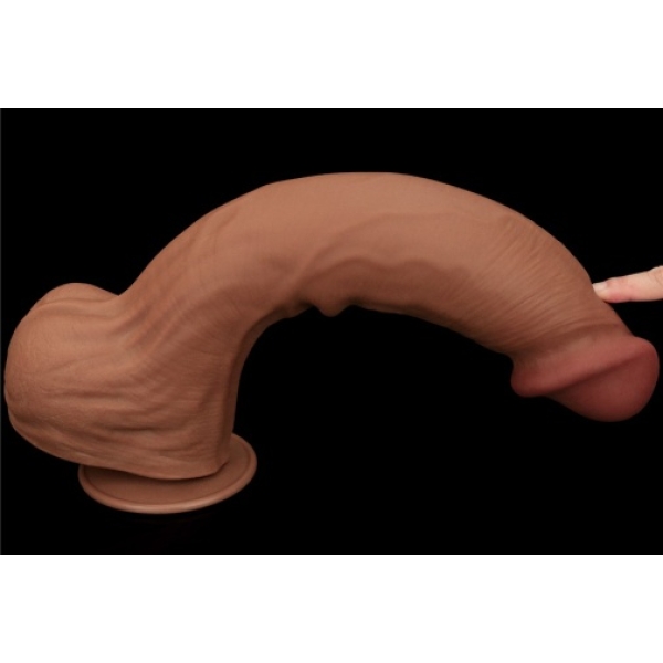 14" Sliding Skin Dildo - Brown - Image 6