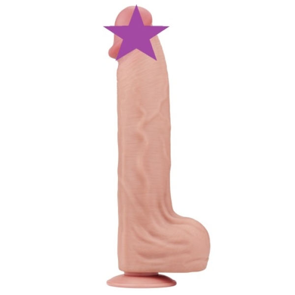 14" Sliding Skin Dildo - Flesh - Image 2