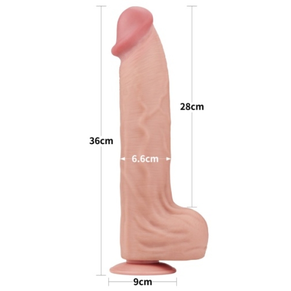 14" Sliding Skin Dildo - Flesh - Image 14