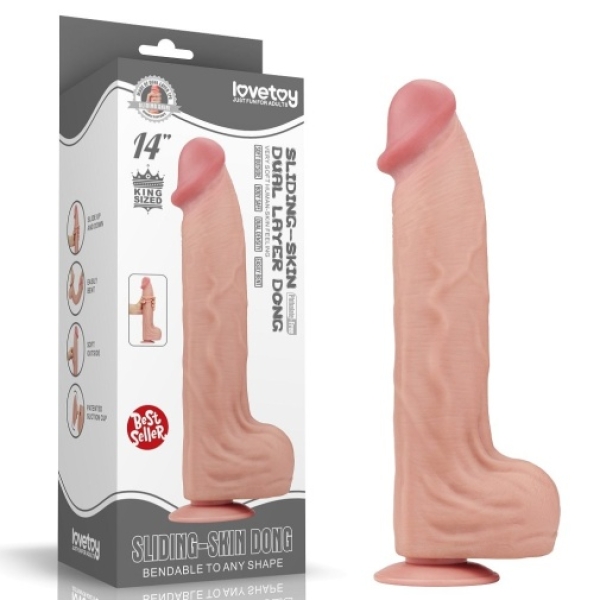 14" Sliding Skin Dildo - Flesh - Image 15