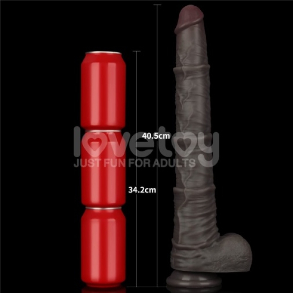 16" Dual Layered King Sized Cock - Black - Image 16