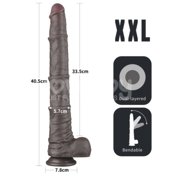 16" Dual Layered King Sized Cock - Black - Image 17