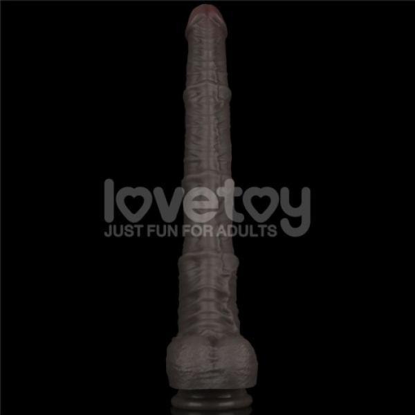 16" Dual Layered King Sized Cock - Black - Image 4