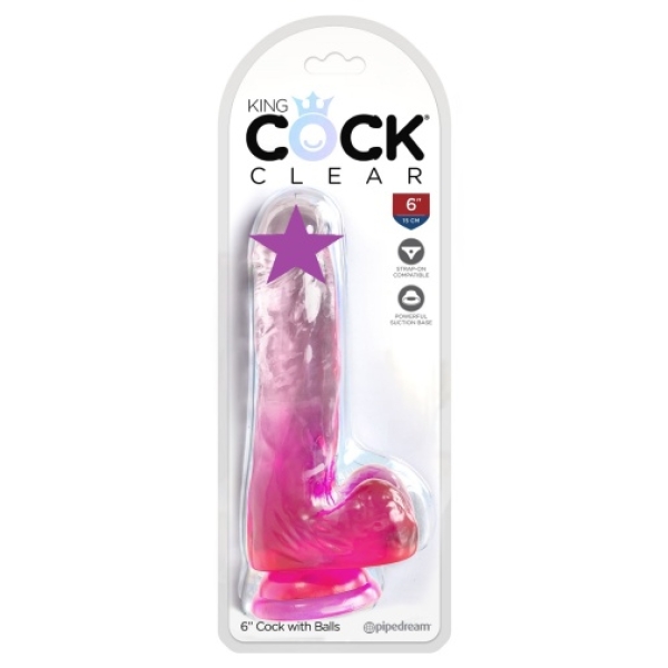 6" Cock w Balls - Pink - Image 2