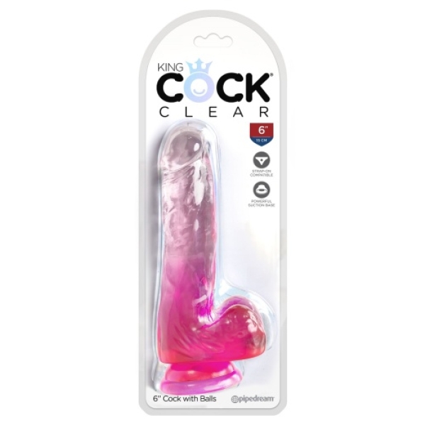 6" Cock w Balls - Pink - Image 3