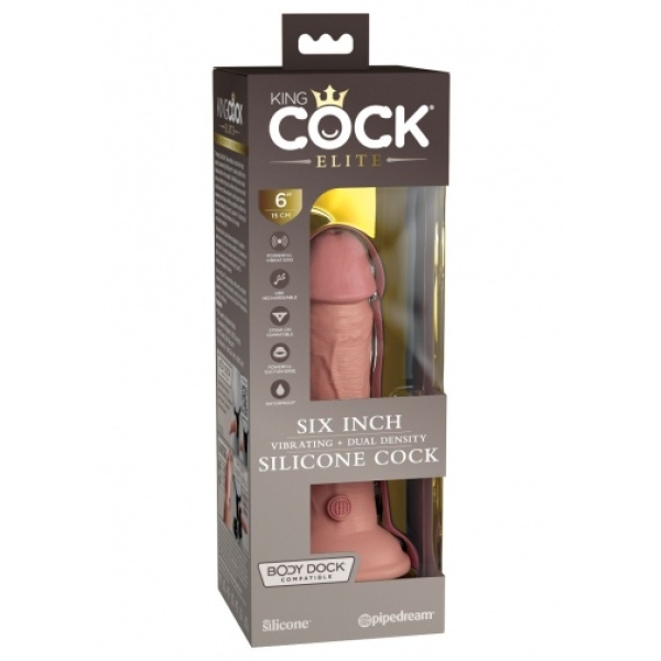 6" Elite Vibro Cock - Flesh - Image 9