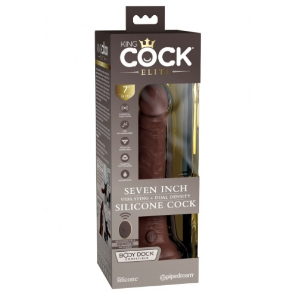 7" Elite Vibro Cock - Brown - Image 8