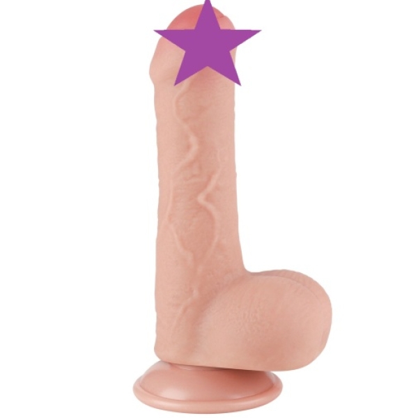 7" Sliding Skin Dildo - Flesh - Image 2
