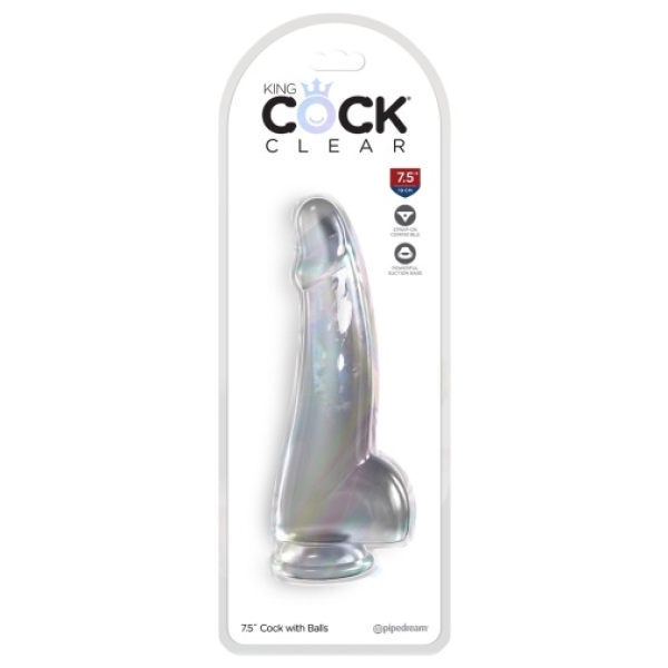 7.5" Clear Cock w Balls - Image 3