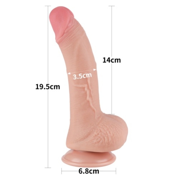 7.5" Curved Sliding Skin Dildo - Flesh：圖片 12