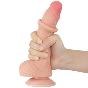 7.5" Curved Sliding Skin Dildo - Flesh
