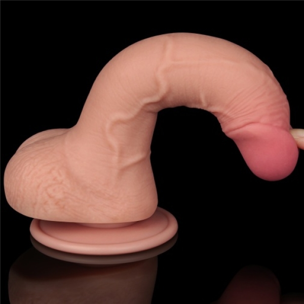 7.5" Curved Sliding Skin Dildo - Flesh：圖片 7