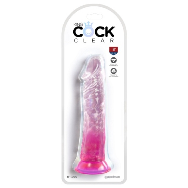 8" Clear Realistic Cock - Pink：圖片 3